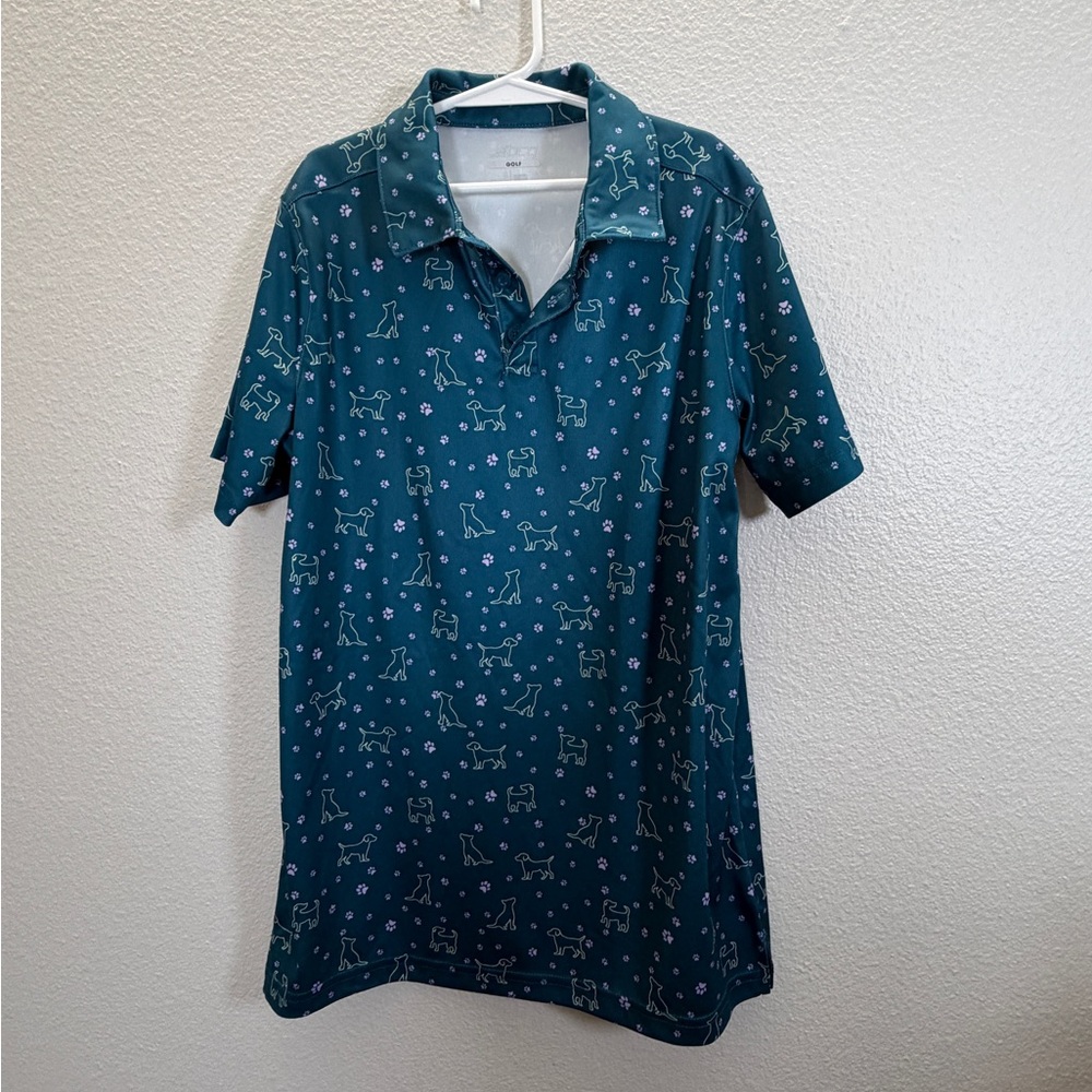 BCG Kids Teal Patterned Polo Shirt